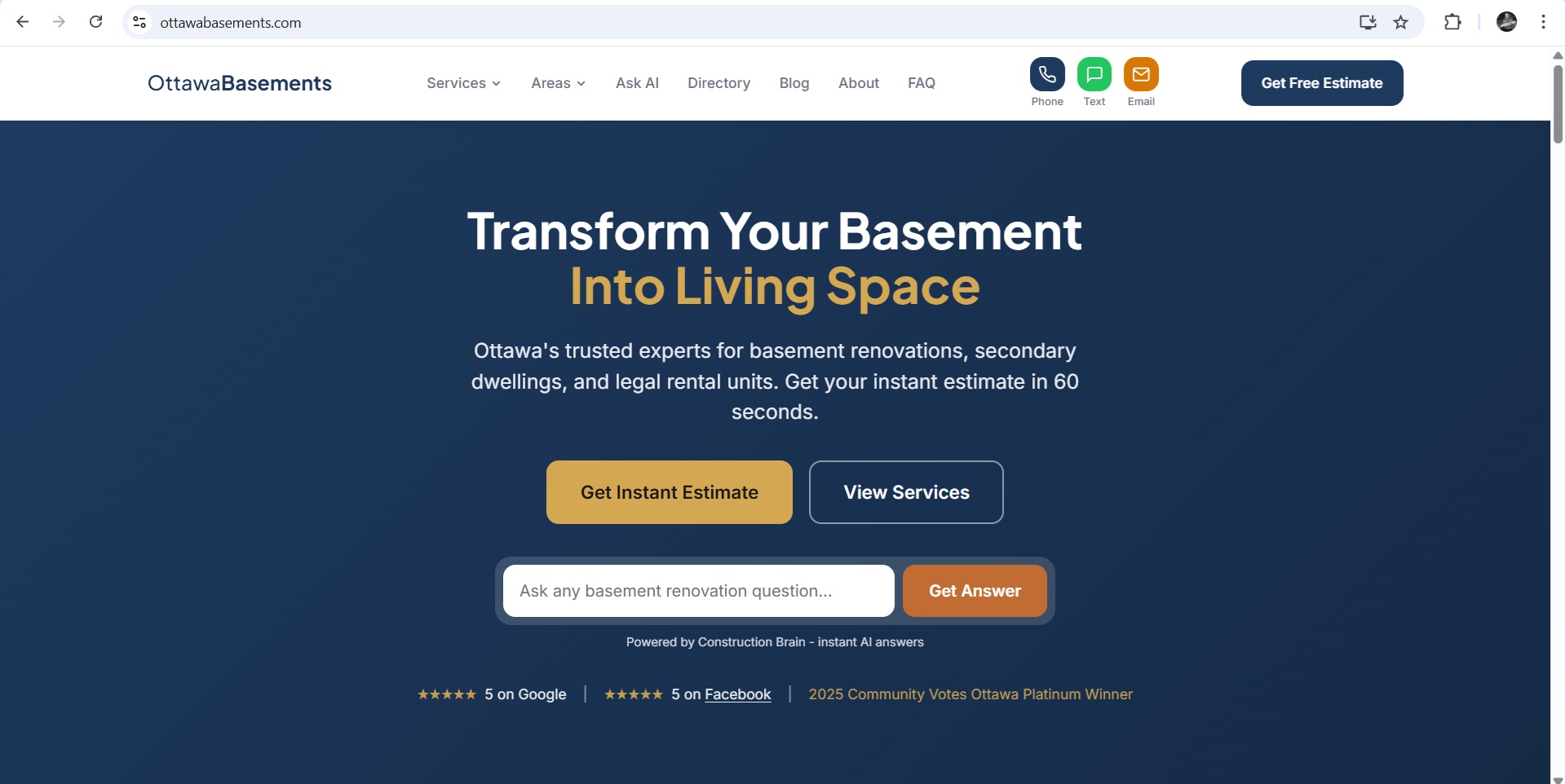 Ottawa Basements website